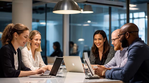 CIG team collaborating in a modern workspace